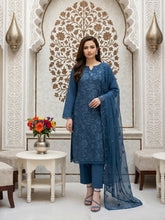 ZINC BLUE Chiffon Embroidered 3Pc Suit (Unstitched)