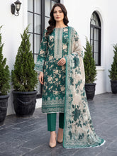 DARK GREEN & HAZEL WOOD Digital Printed 3Pc suit with Luxury Voile Dupatta(Unstitched)