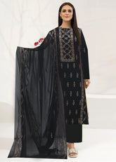 BLACK & COPPER Chiffon Embroidered 3Pc Suit (Unstitched)
