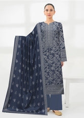 PERSIAN BLUE 3Pc Premium Dhanak Printed Suits (Unstitched)