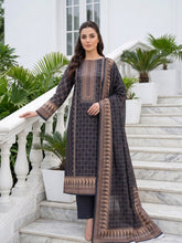 BLACK & LIGHT TAUPE Premium Classic Lawn 3pc Suit with Light Weight Voile Dupatta (Unstitched)