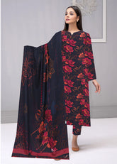 DENIM BLUE WITH MULTI PRINT3pc Premium Doria linen suit with linen dupatta (Unstitched)