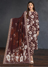 SHADES OF BROWN 3pc Premium Doria linen suit with linen dupatta (Unstitched)