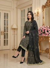 BLACK Supreme Lawn 3pc suit with Luxury Voile Dupatta