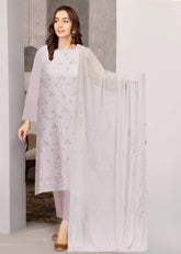 LILAC WITH LASER WORK AND SEQUINS Chiffon Embroidered 3Pc Suit (Unstitched)