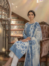 SHADES OF BLUE Digital Printed 3Pc suit with Luxury Voile Dupatta(Unstitched)