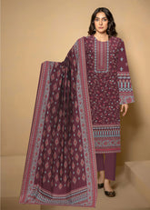 BASE WINE WITH MULTI PRINT 3Pc Premium Dhanak Printed Suits (Unstitched)