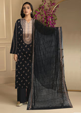 BLACK AND BRONZE Chiffon Embroidered 3Pc Suit (Unstitched)