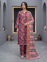 BASE WINE WITH MULTI PRINTED LAWN SUIT WITH VOILE DUPATTA 3Pc (Unstitched)