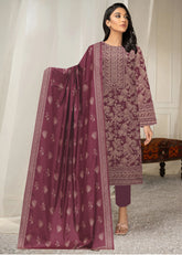 GRAPE PURPLE 3Pc Premium Dhanak Printed Suits (Unstitched)