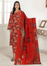 RED 3pc Premium Doria linen suit with linen dupatta (Unstitched)