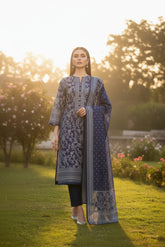 NAVY BLUE 3Pc Premium Dhanak Printed Suits (Unstitched)