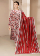 TEA PINK AND RED 3pc Premium linen suit with linen dupatta (Unstitched)