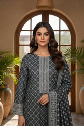 CRAVEL GREY BLUE 3Pc Premium Dhanak Printed Suits (Unstitched)