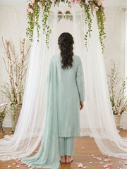PASTEL LIGHT GREEN Chiffon Embroidered 3Pc Suit (Unstitched)
