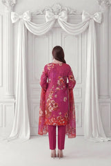 FUSIA PINK  ORANGE & RED Digital Printed 3Pc suit with Luxury Voile Dupatta(Unstitched)
