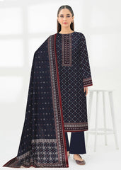 NAVY BLUE AND MAROON Lawn Printed 3Pc Suit (Unstitched)
