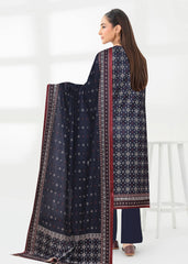 NAVY BLUE AND MAROON Lawn Printed 3Pc Suit (Unstitched)