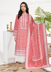 PINK Lawn Pasted 3Pc Suit (Unstitched)