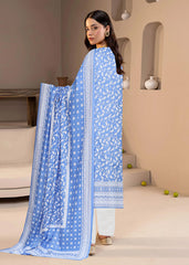 SKY BLUE Lawn Pasted 3Pc Suit (Unstitched)