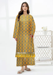 DULL MUSTARD AND DULL TEAL GREEN Full Suit 2Pc Classic Lawn (Unstitched)
