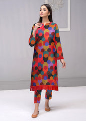 RED  BLACK AND BROWN Full Suit 2Pc Classic Lawn (Unstitched)