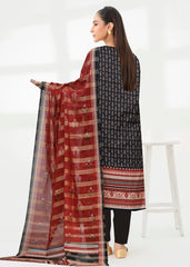 BLACK AND RED Premium Classic Lawn 3PC Suit With Fancy Voile Dupatta ( Unstitched )