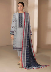 GREY, NAVY BLUE AND RED Premium Classic Lawn 3PC Suit With Fancy Voile Dupatta ( Unstitched )