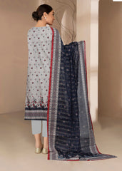 GREY, NAVY BLUE AND RED Premium Classic Lawn 3PC Suit With Fancy Voile Dupatta ( Unstitched )