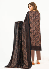 DARK BROWN AND BLACK Lawn Printed 3Pc Suit (Unstitched)