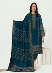 TEAL GREEN Lawn Pasted 3Pc Suit (Unstitched)