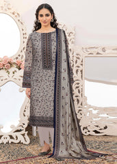 IVORY, BLUE AND MAROON Lawn Printed 3Pc Suit (Unstitched)