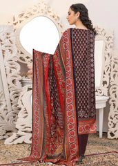 CHOCOLATE BROWN Premium Swiss Voile 3 PC Printed Suit (Unstitched)