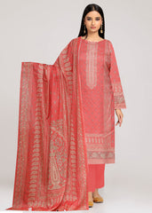 DARK PEACH Premium Swiss Voile 3 PC Printed Suit (Unstitched)
