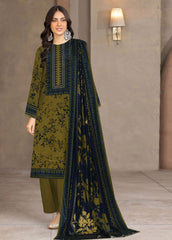 MEHNDI GREEN AND NAVY BLUE Premium Swiss Voile 3 PC Printed Suit (Unstitched)