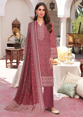 DARK TEA PINK Premium Swiss Voile 3 PC Printed Suit (Unstitched)