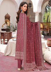 DARK TEA PINK Premium Swiss Voile 3 PC Printed Suit (Unstitched)