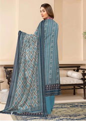 TEAL GREEN AND GREY Premium Swiss Voile 3 PC Printed Suit (Unstitched)