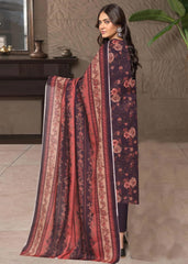 DARK PURPLE AND PEACH Premium Swiss Voile 3 PC Printed Suit (Unstitched)