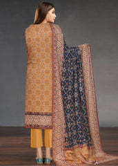 MUSTARD AND BLUE Premium Swiss Voile 3 PC Printed Suit (Unstitched)