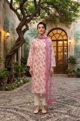 LIGHT PINK WITH MULTI Digital Printed Premium Lawn Suit with Voile Dupatta 3pc (Unstitched)