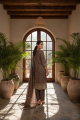 DARK TRUFFLE BROWN 3Pc Premium Dhanak Printed Suits (Unstitched)