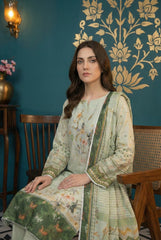 MINT GREEN WITH MULTI PRINT Premium Swiss Voile 3 PC Printed Suit (Unstitched)