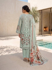 PASTEL MINT WITH MULTI Premium Classic Lawn 3pc Suit with Light Weight Voile Dupatta (Unstitched)