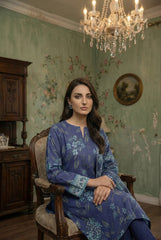 SHADES OF BLUE FLORAL Printed Premium Lawn 3pc Suit (Unstitched)