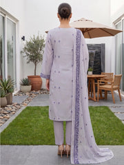 SMOKEY GREY Chiffon Embroidered 3Pc Suit (Unstitched)