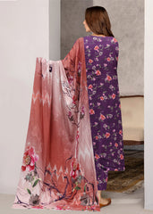 PURPLE AND DARK PEACH 3pc Premium linen suit with linen dupatta (Unstitched)
