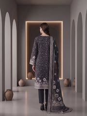BLACK & CREAM Premium Classic Lawn 3pc Suit with Luxury Voile Dupatta (Unstitched)