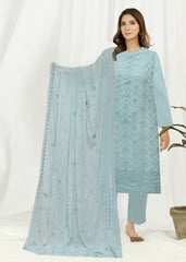 PASTEL TURQUOISE WITH SEQUINS Chiffon Embroidered 3Pc Suit (Unstitched)