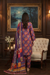 BASE PURPLE WITH MULTI PRINT Khaddar Printed Suit with Khaddar Printed Dupatta 3pc Unstitched